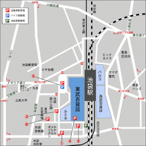 池袋　激安　駐車場　東武　パーキング地図